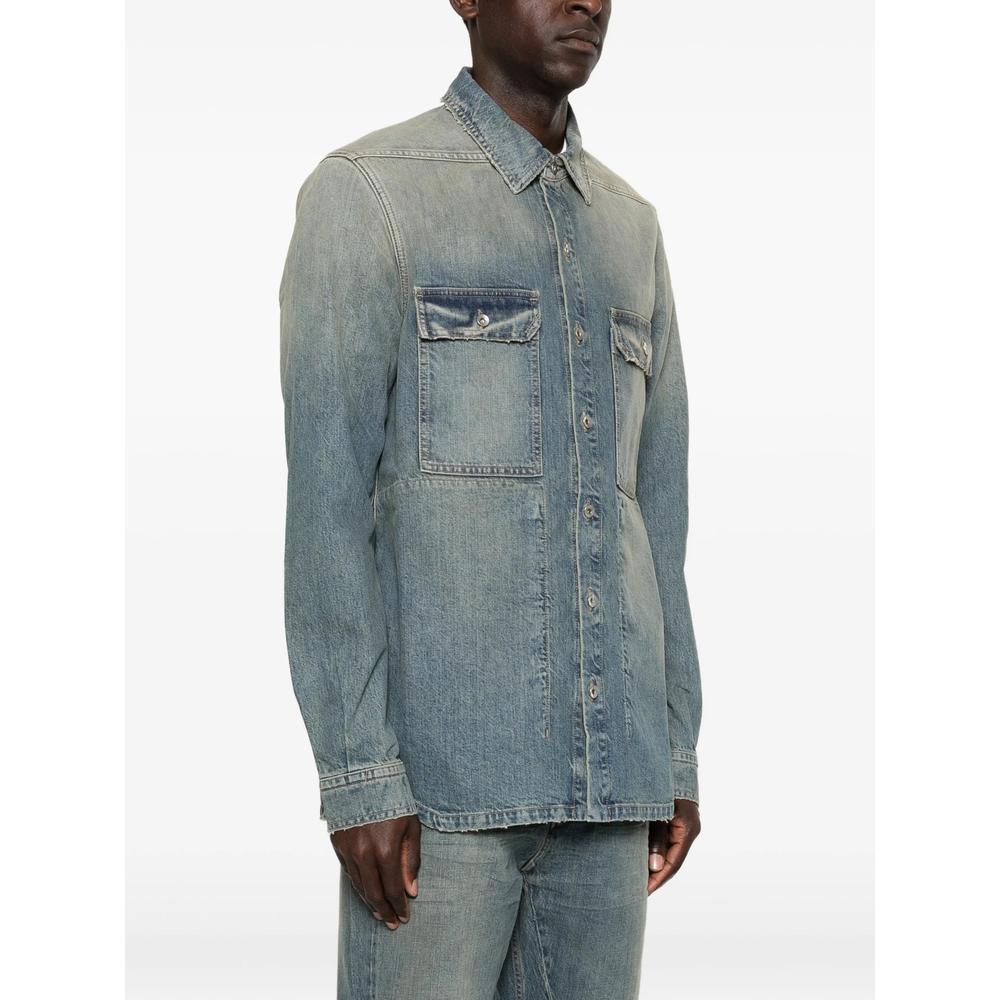 Drkshdw Temple Outershirt In Washed Indigo 13Oz Distressed Washed Indigo