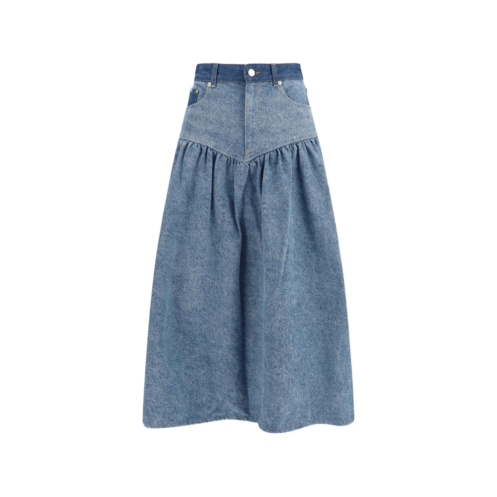 Ganni Patchwork Denim Skirt