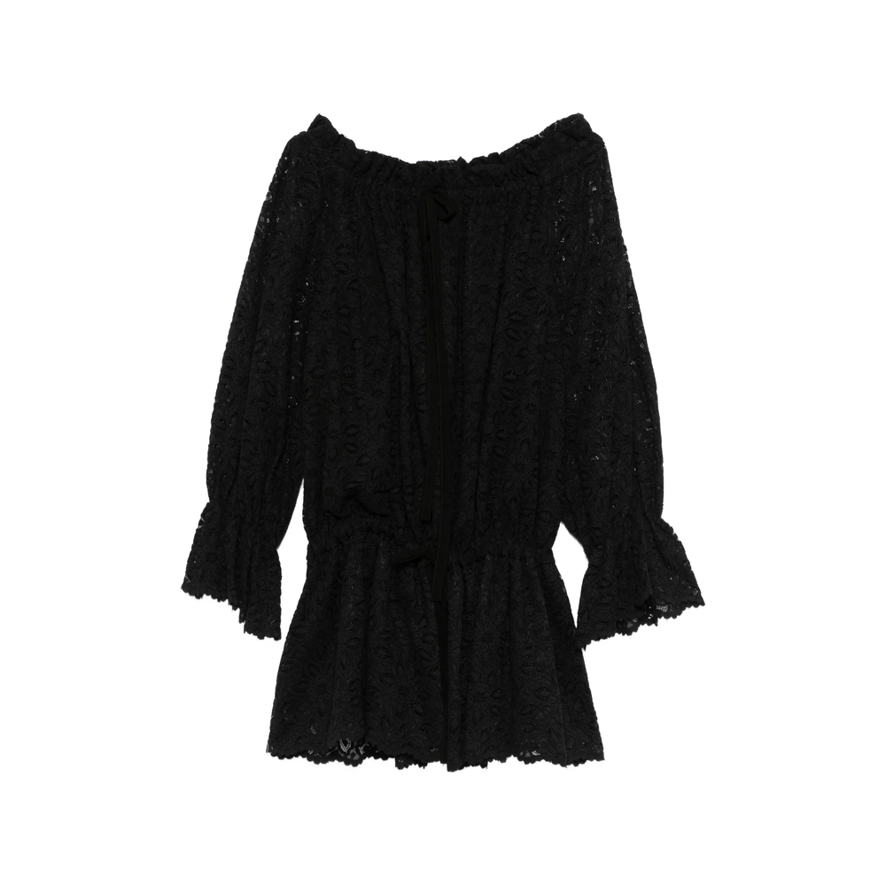 Les Filles D'eva Ruffled Lace Mini Dress In Black