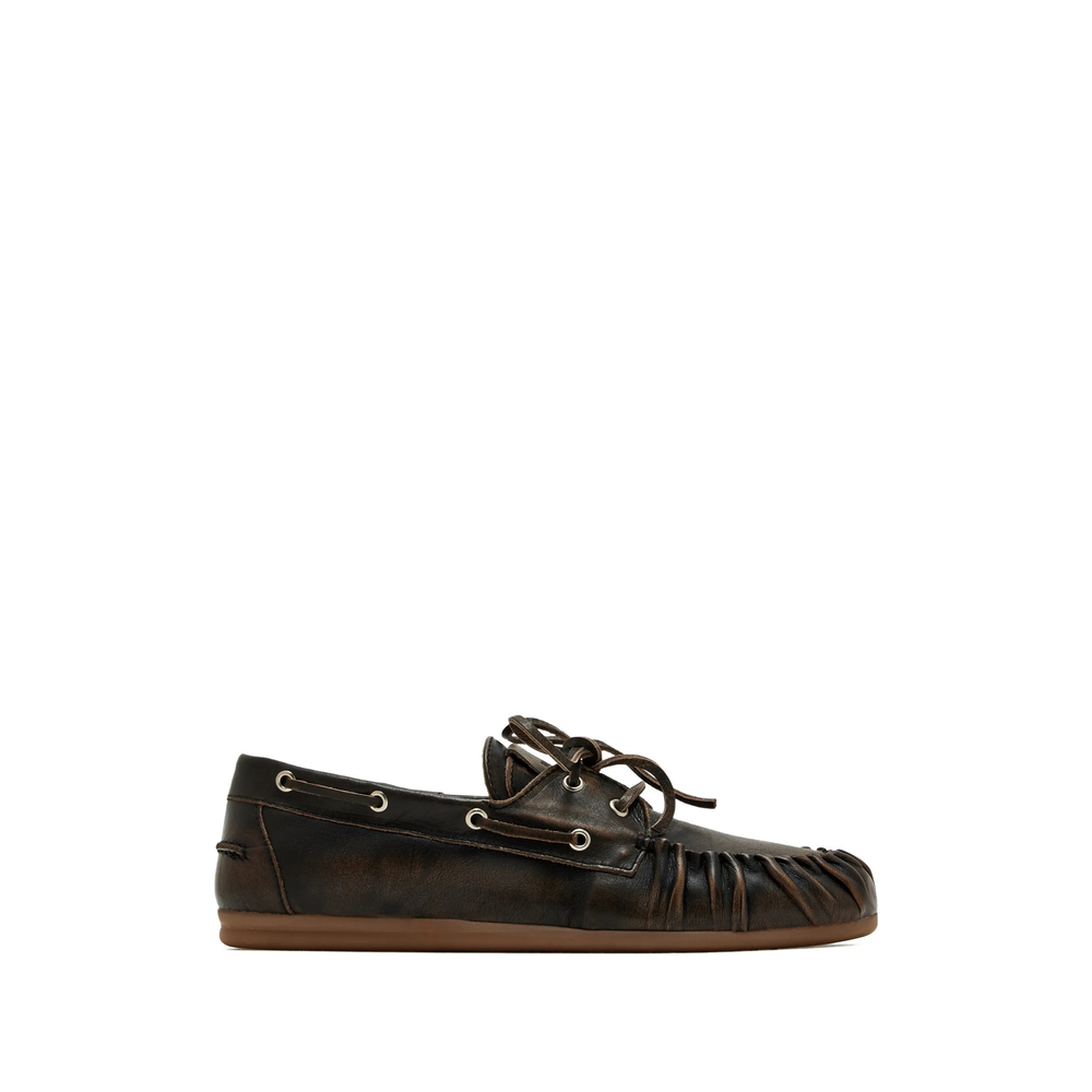 Alohas Brushed Brown Lace-up Loafers