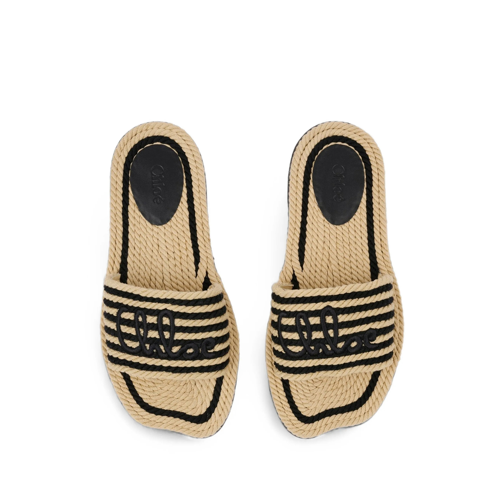 Chloé Striped Logo-Embroidered Sandals