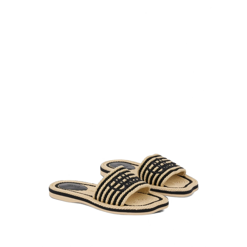 Chloé Striped Logo-Embroidered Sandals