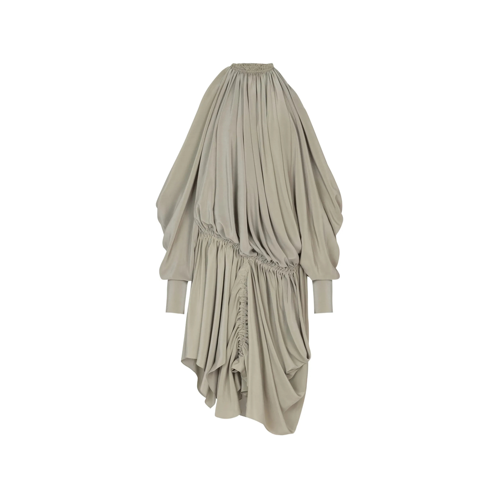 Balmain Draped Silk Crepe Dress