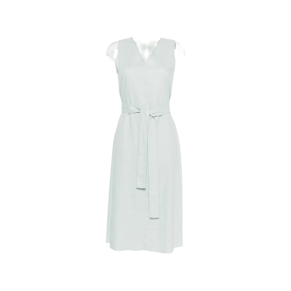 Calvin Klein V-neck Belted Midi Dress In Green