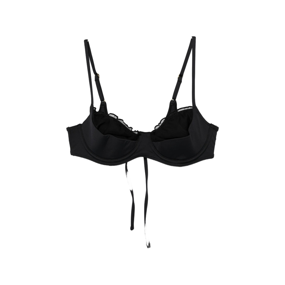 Frankies Bikinis Austin Ruffled Underwired Bikini Top In Black