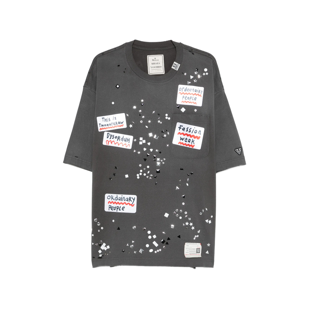 Maison Mihara Yasuhiro Sticker-embellished T-shirt