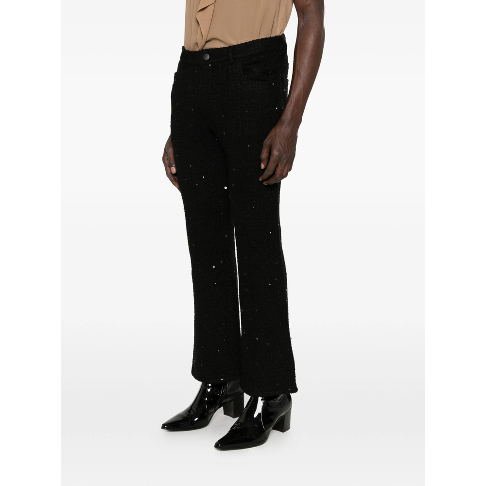 Sequin-Embellished Bouclé-Knit Trousers