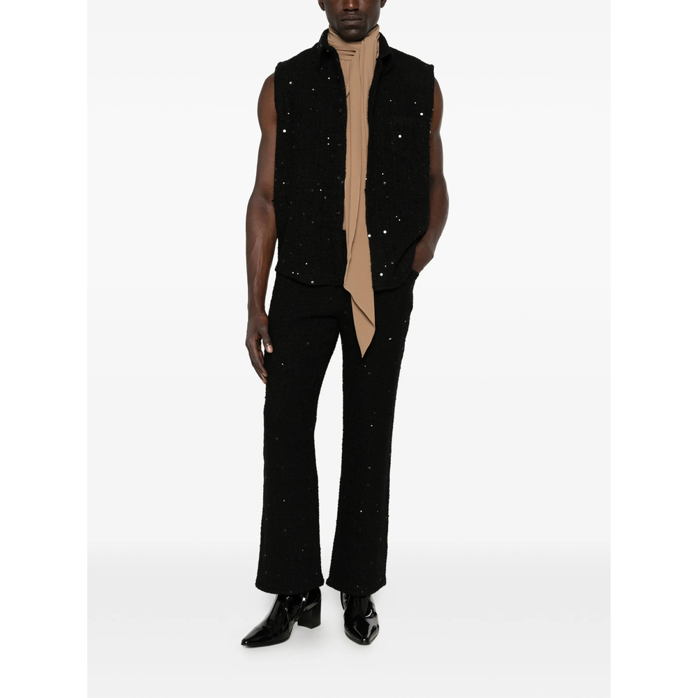 Sequin-Embellished Bouclé-Knit Trousers