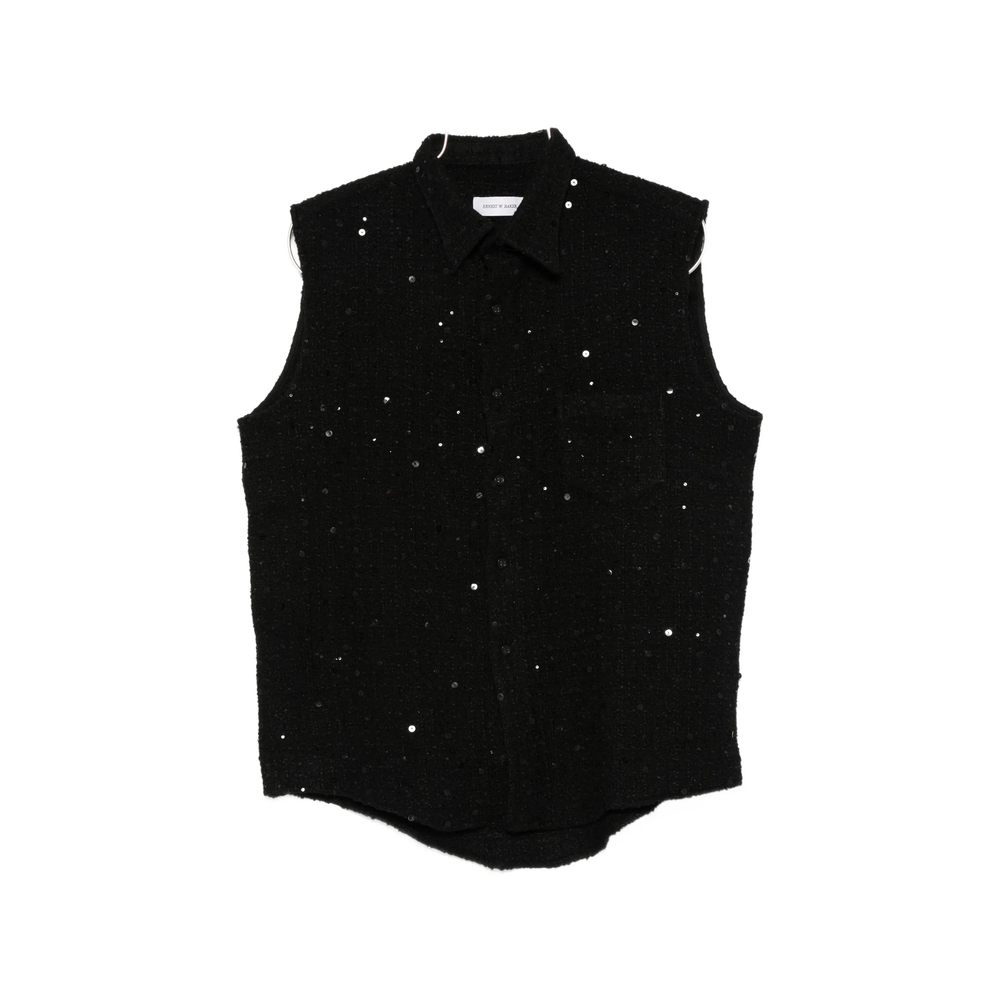 Ernest W Baker Sequin-embellished Sleeveless Shirt In Black