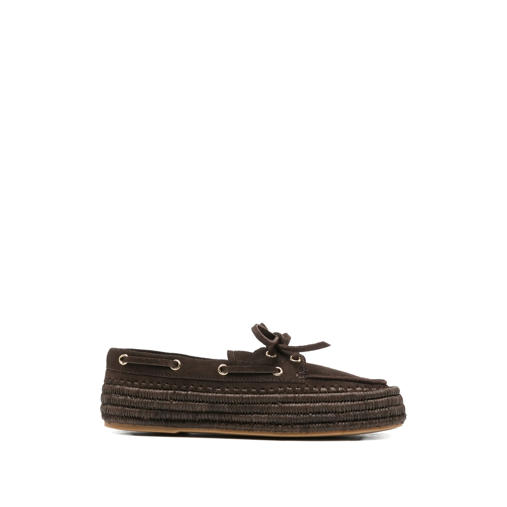 Paloma Barceló Penelope Suede Raffia Loafers