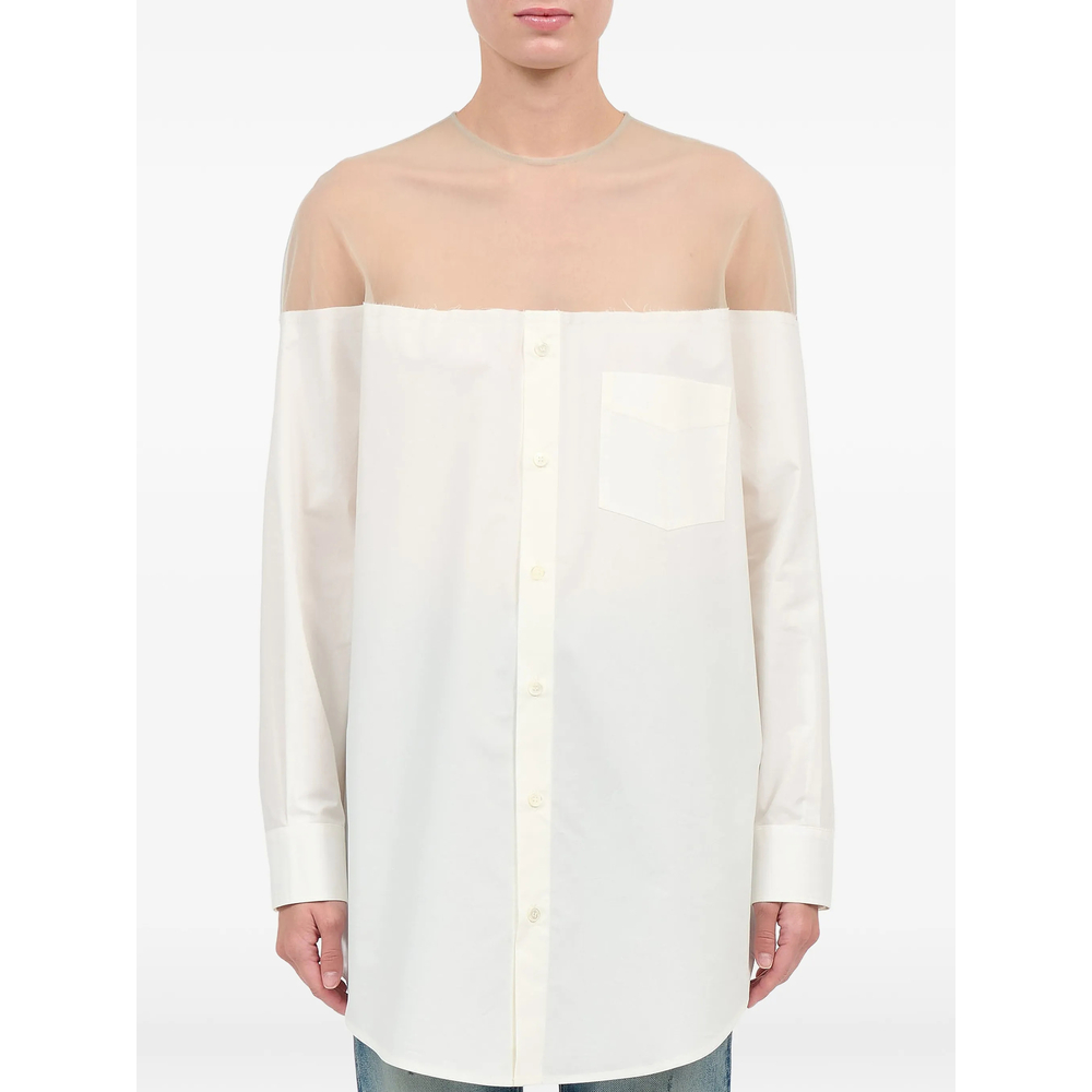 Mm6 Maison Margiela High-Cut Cuffed Cotton Shirt