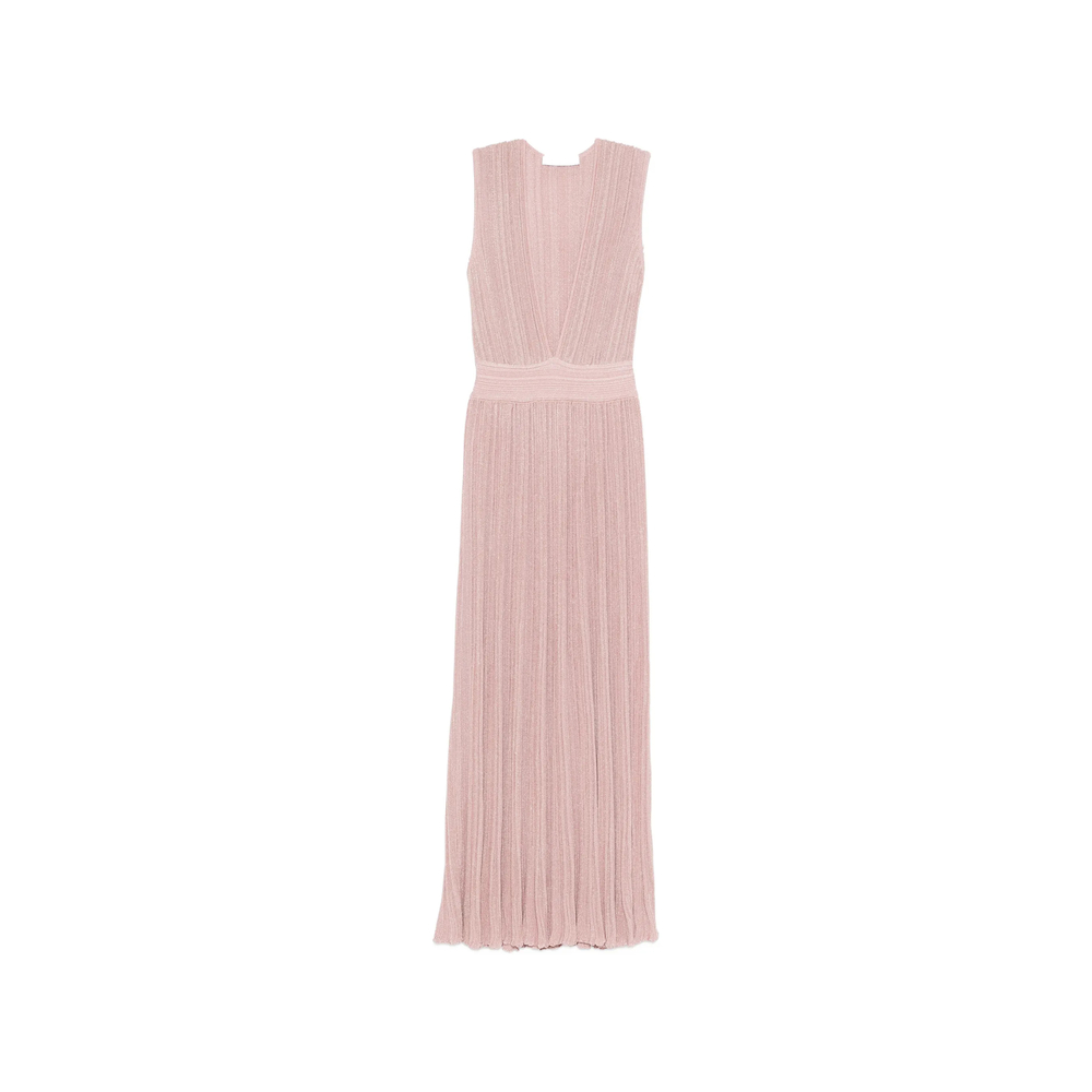 Antonino Valenti V-neck Pleated Maxi Dress In Pink