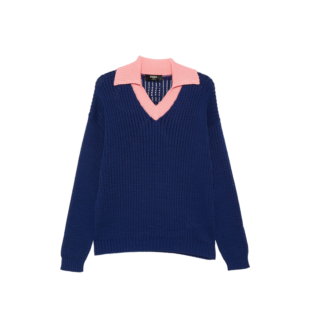 Fendi Logo-patch Open-knit Sweater