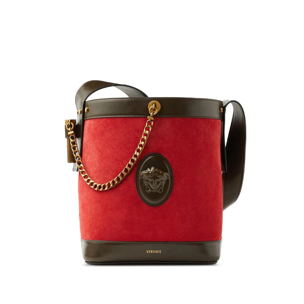 VERSACE Versace Pivot Small Suede Bucket Bag　ヴェルサーチ ピボット スモール スエード バケット バッグ