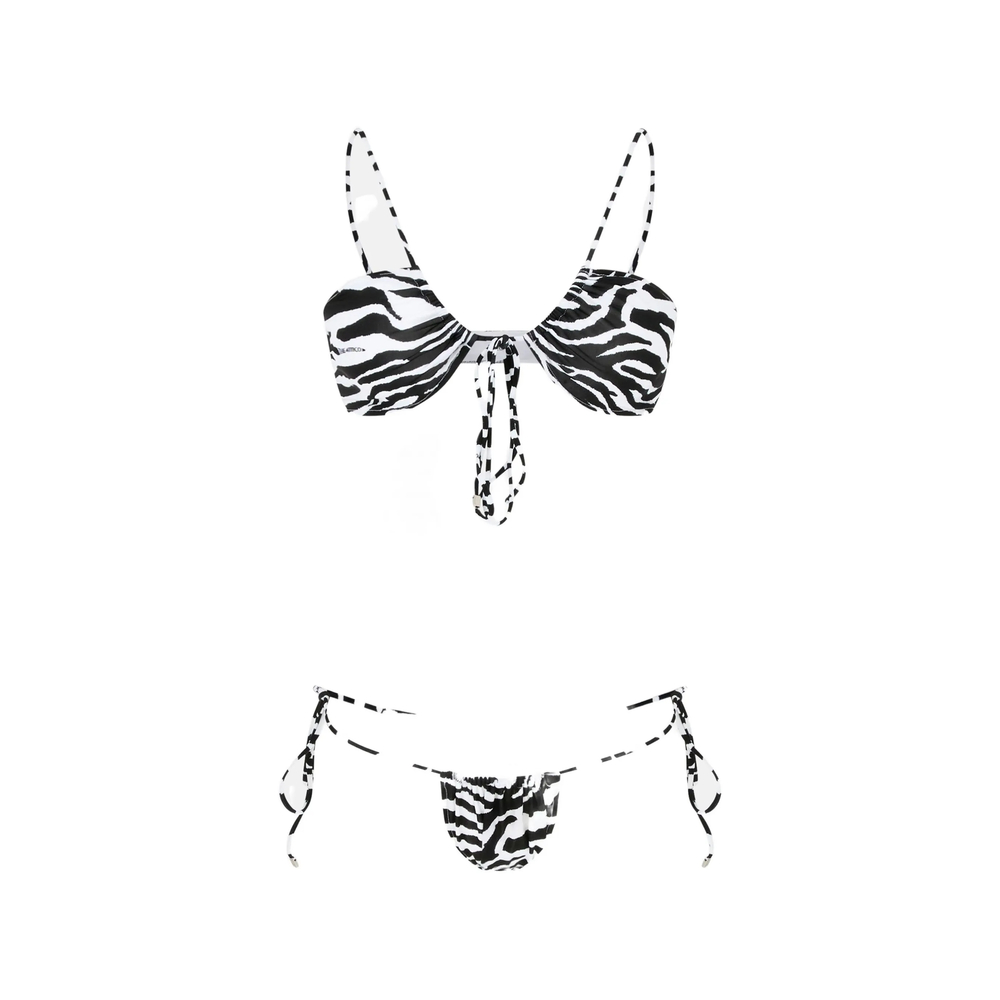 The Attico Zebra-print Tie-fastening Bikini