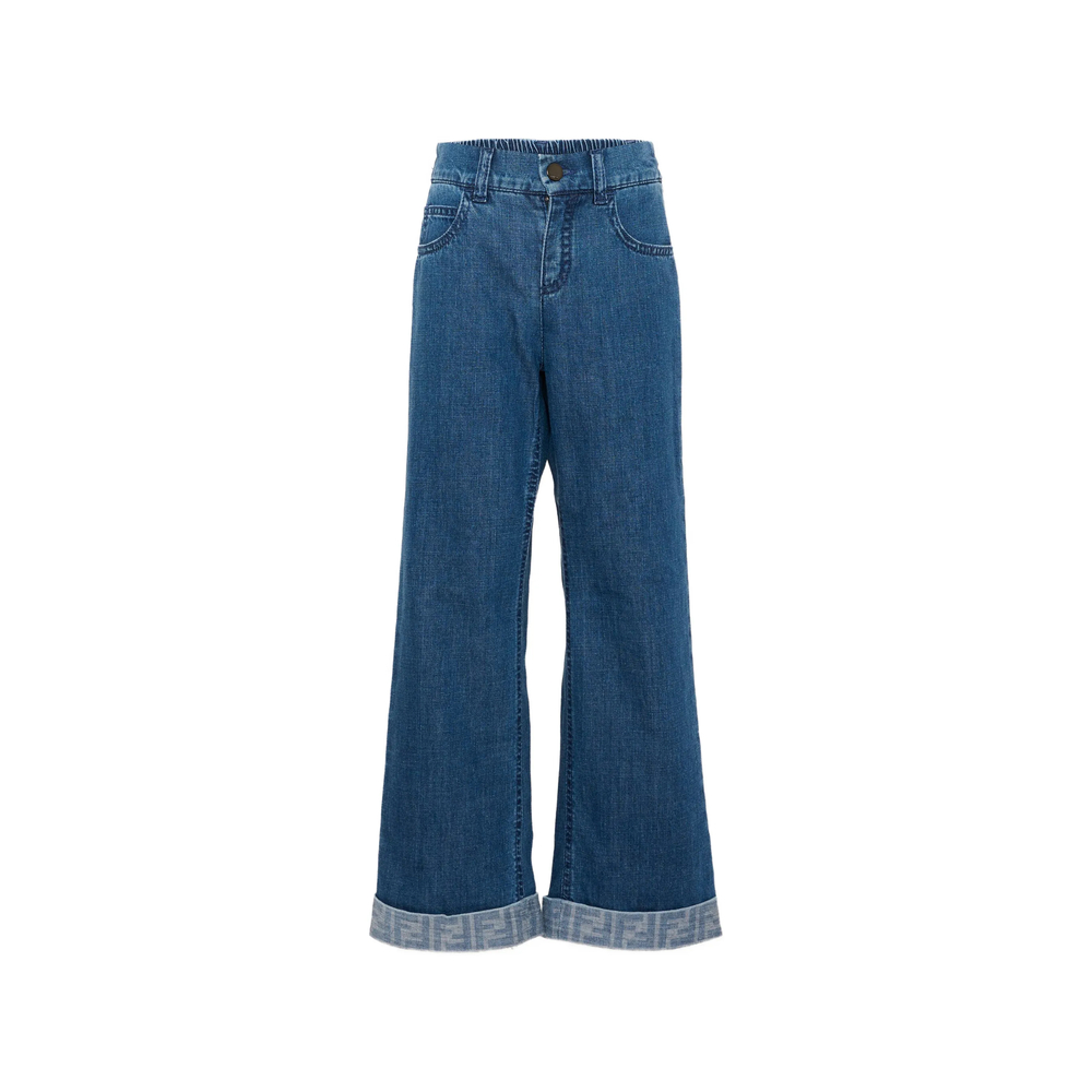 Fendi FF Logo Turn-up Jeans