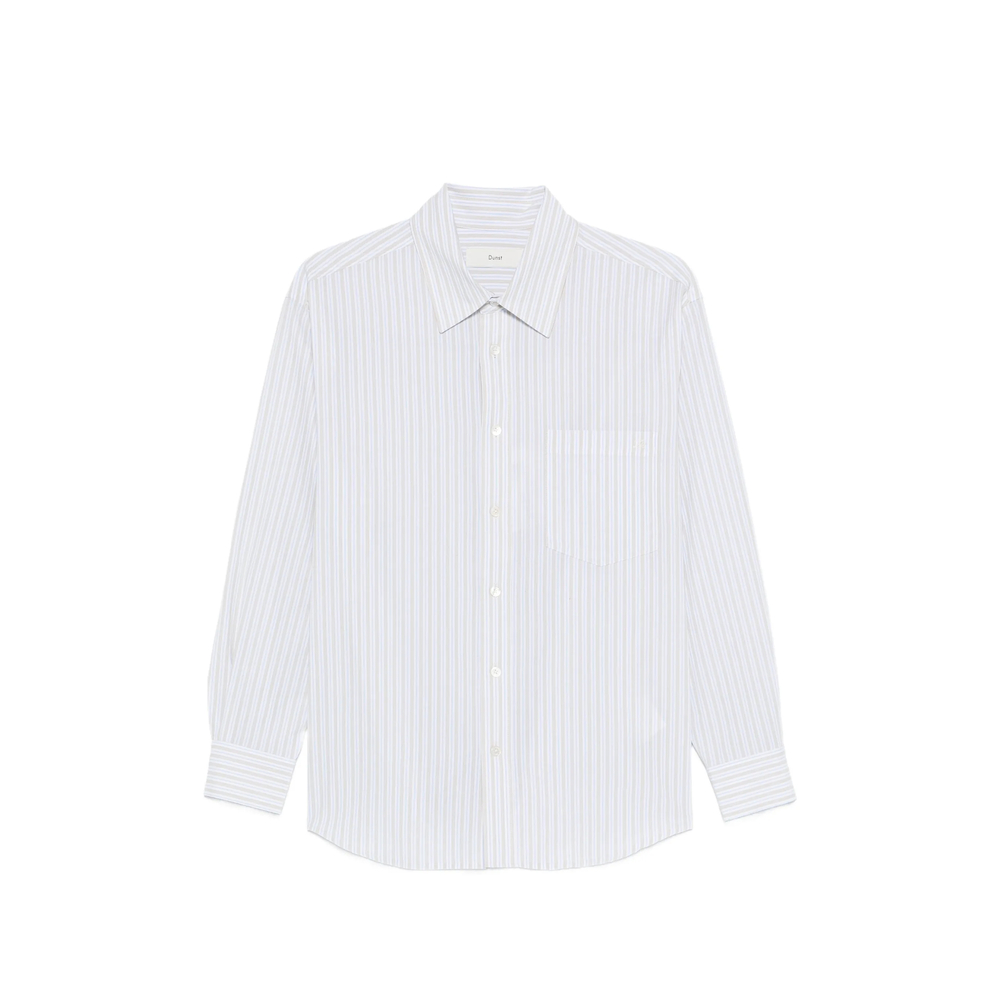 Dunst Striped-pattern Chest-pocket Shirt In White