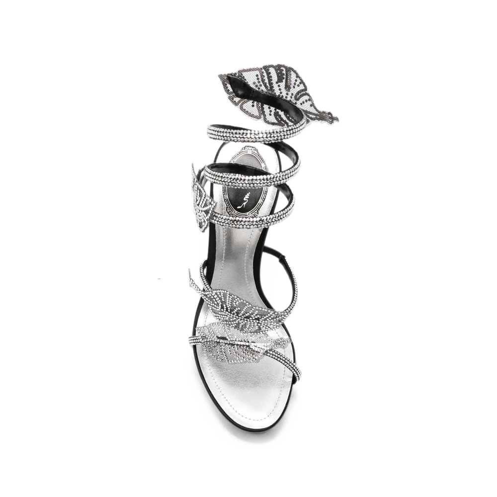 Leaf Crystal-Embellished Heeled Sandals