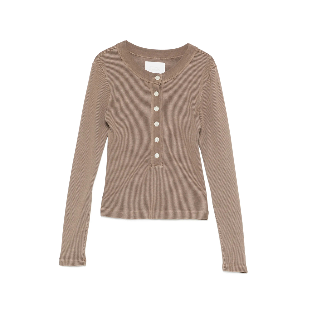 Citizens Of Humanity Varra Henley Ribbed-knit Top