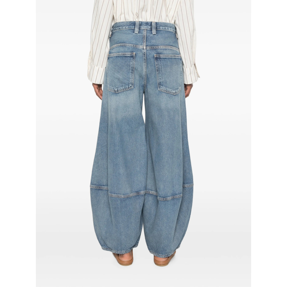 Seam-Detail Barrel-Leg Jeans