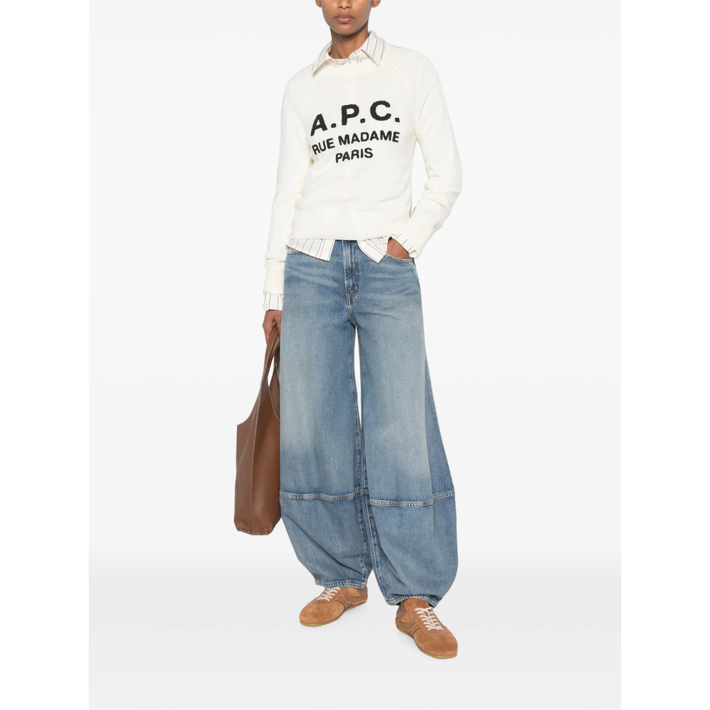 Seam-Detail Barrel-Leg Jeans
