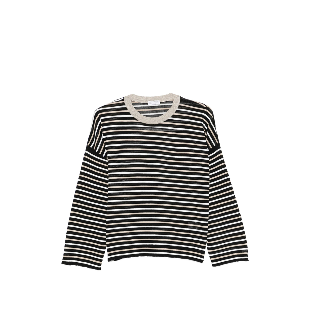 BRUNELLO CUCINELLI Brunello Cucinelli Striped Crew Neck Sweater　Brunello Cucinelli ストライプ クルーネック セーター