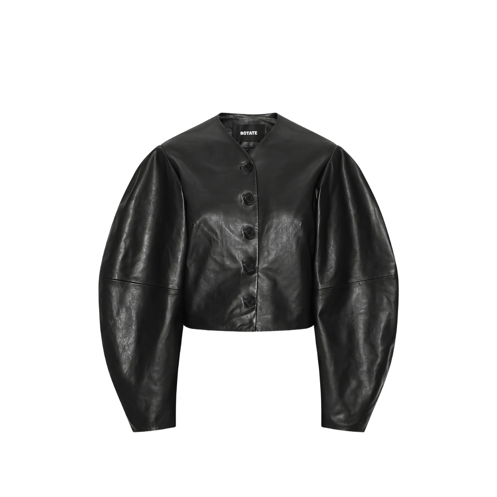 Rotate Button Leather Jacket