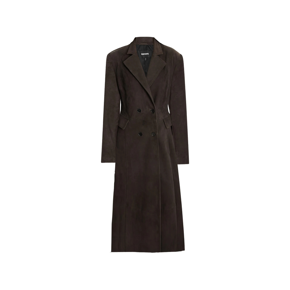 Rotate Suede Long Coat Dark