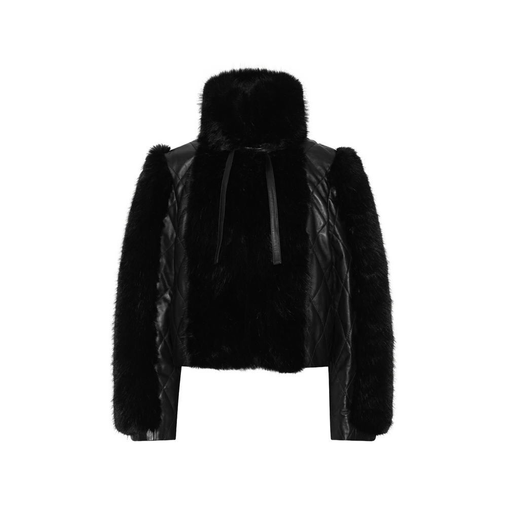 Rotate Faux-fur Leather Jacket