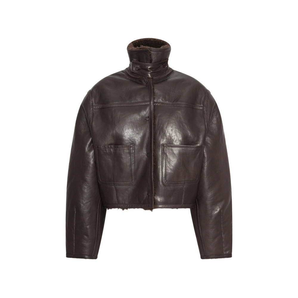 Rotate Bonded Fur Leather Jacket Dark