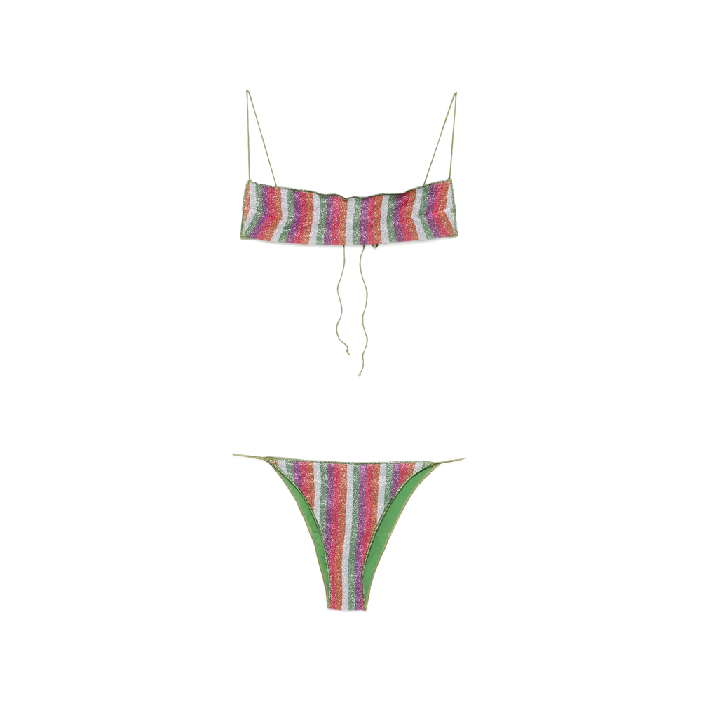 Oséree Striped Glitter-effect Bikini