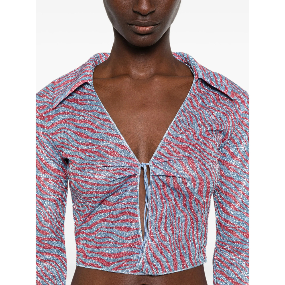 Oséree Animalier Zebra-Print Slim-Fit Top