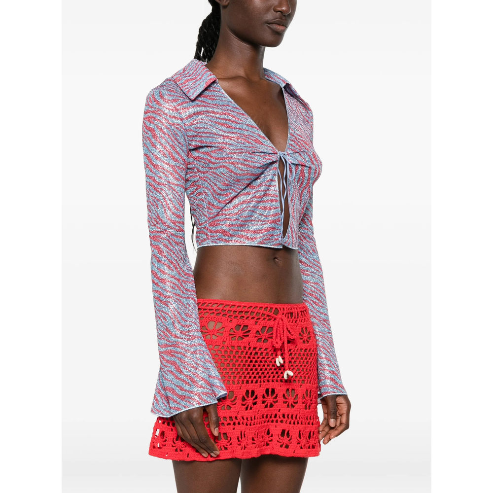 Oséree Animalier Zebra-Print Slim-Fit Top