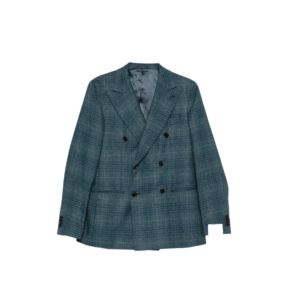 Caruso Double-breasted Checked Blazer