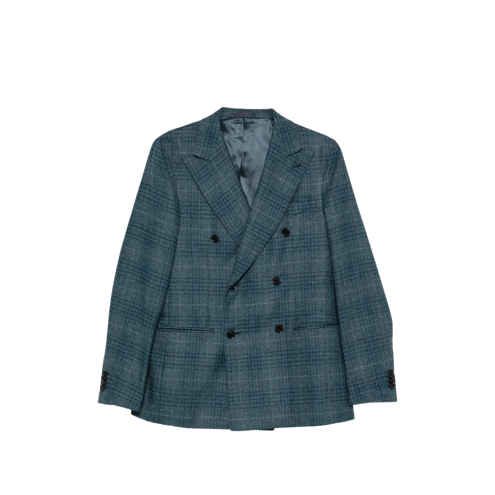 Double-Breasted Checked Blazer