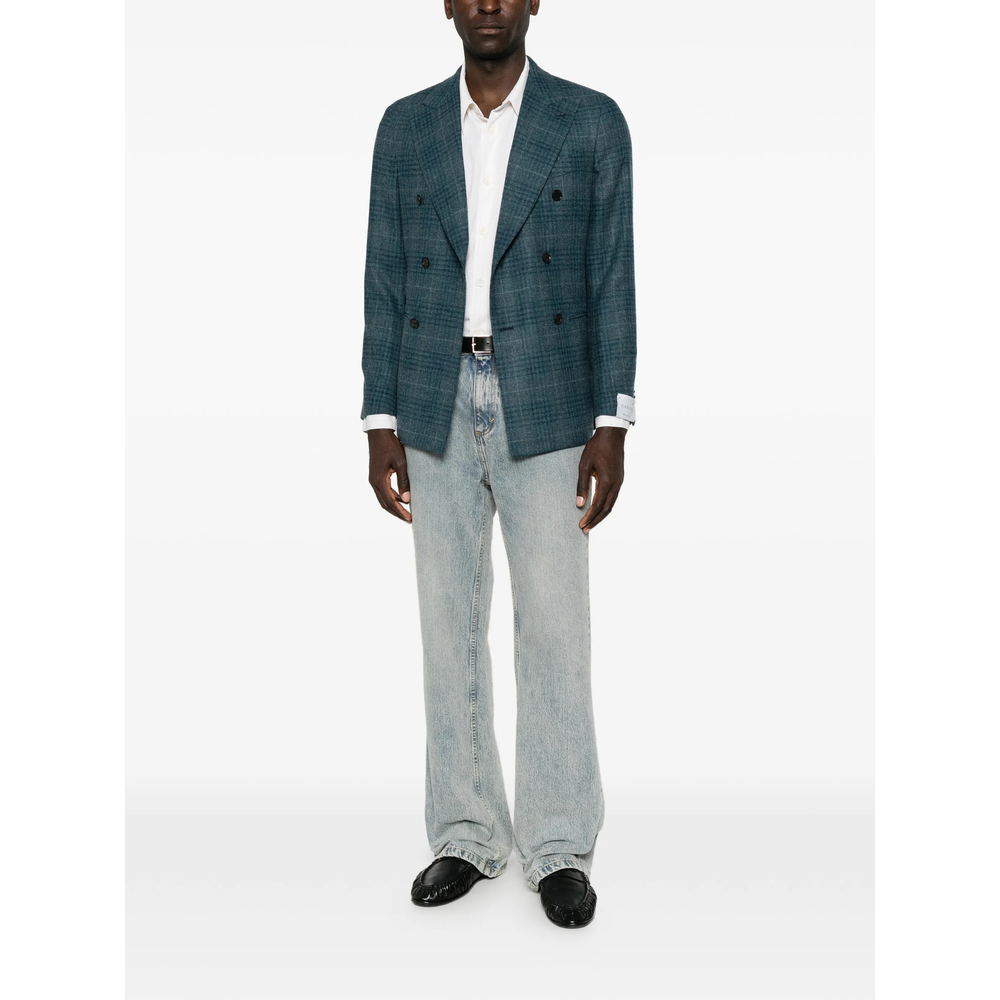Double-Breasted Checked Blazer