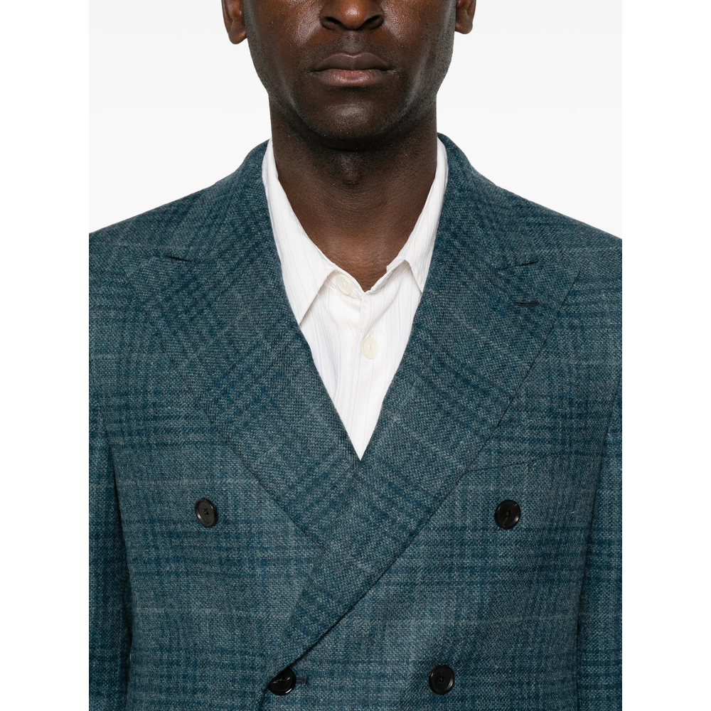 Double-Breasted Checked Blazer