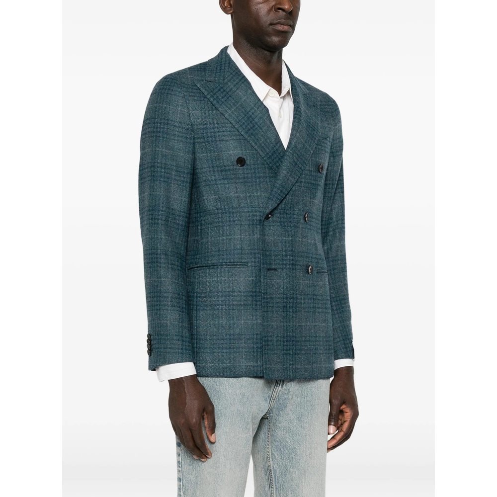 Double-Breasted Checked Blazer