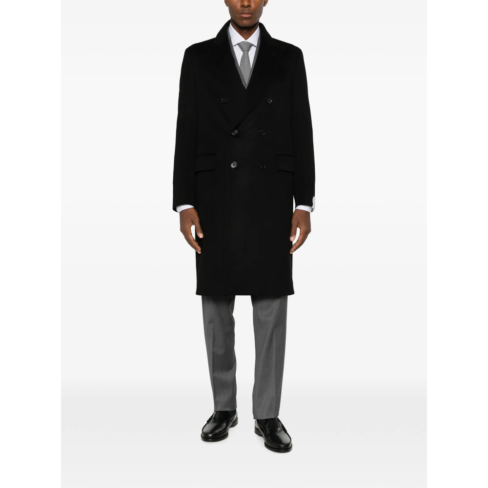 Double-Breasted Peaked-Lapel Coat