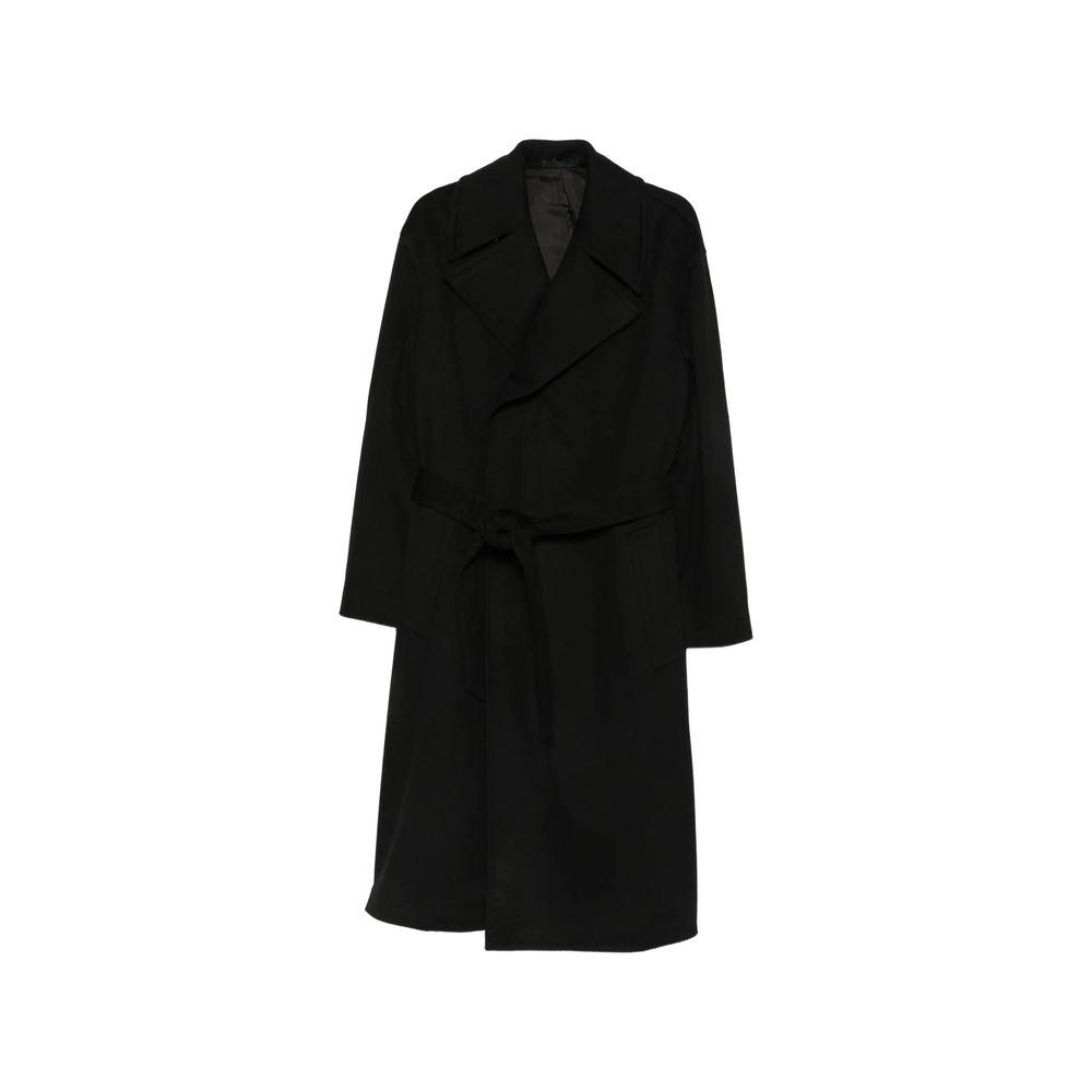 Belted Notch-Lapels Coat