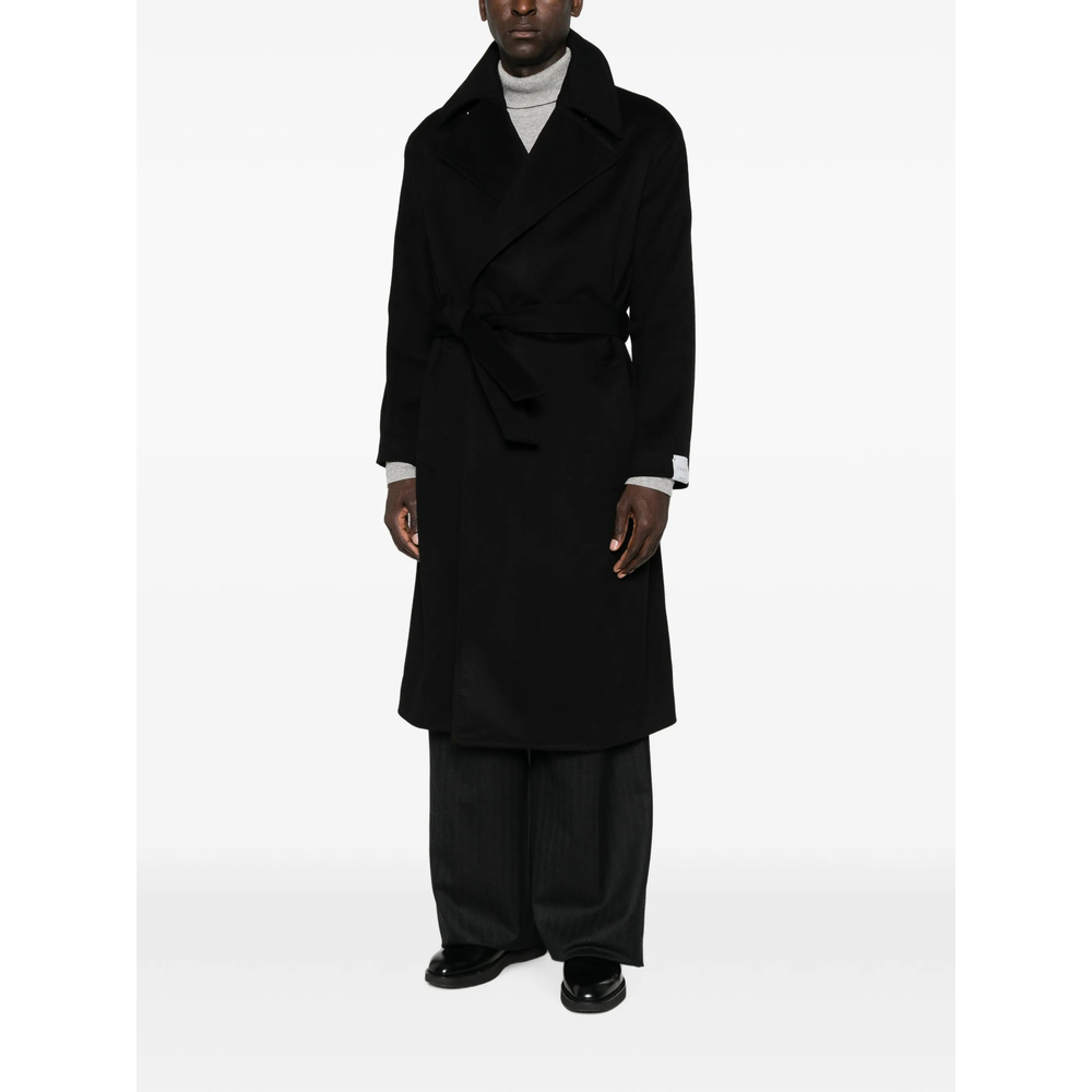 Belted Notch-Lapels Coat