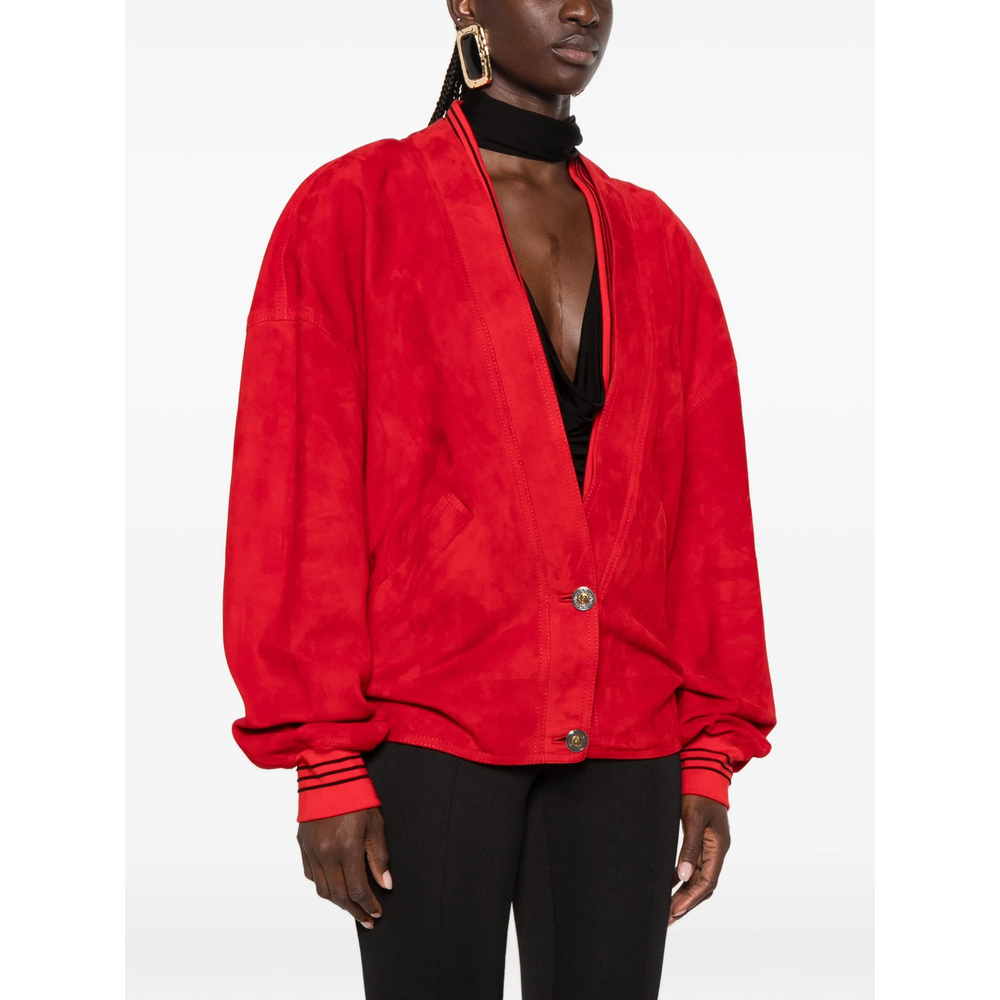 Suede-Finish Striped-Trim Jacket