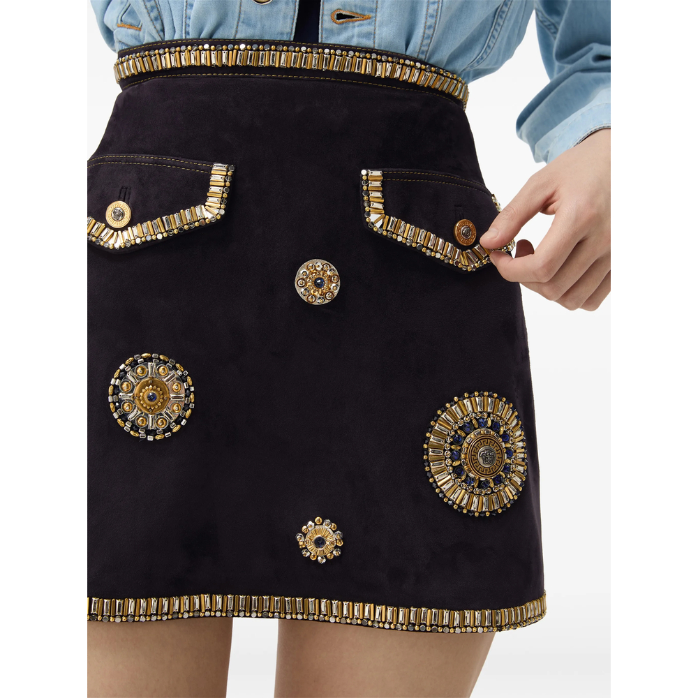 Embroidered Suede Mini