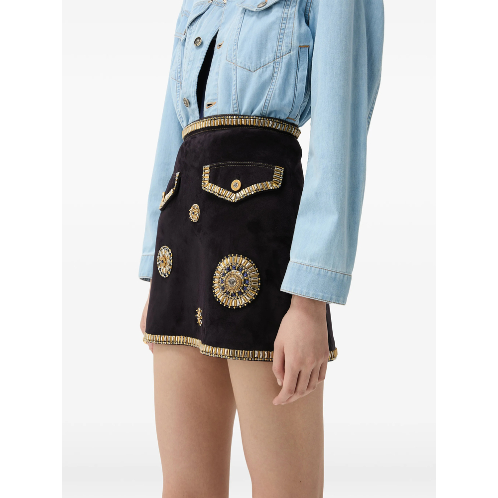 Embroidered Suede Mini