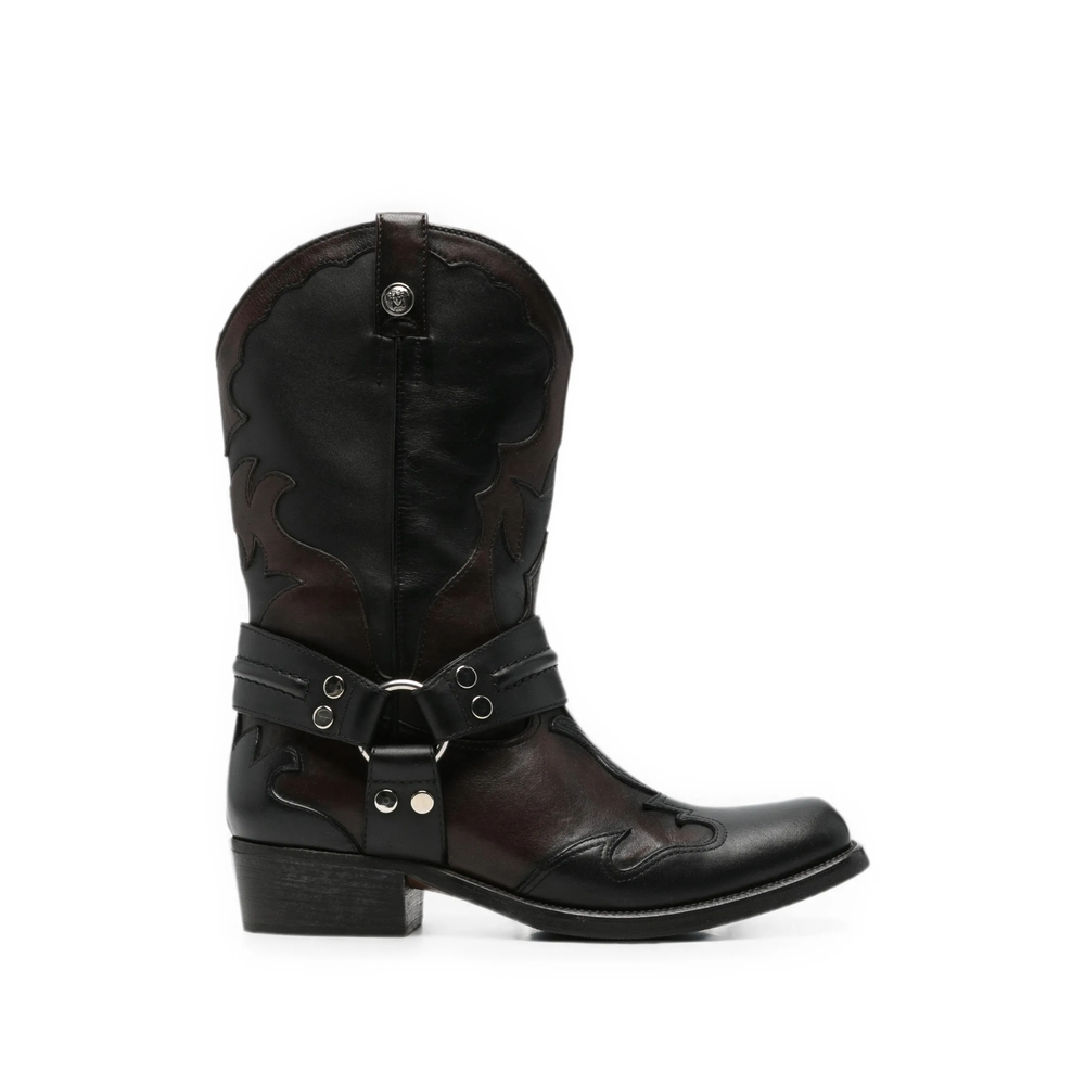Versace Sylvester Leather Western Boots