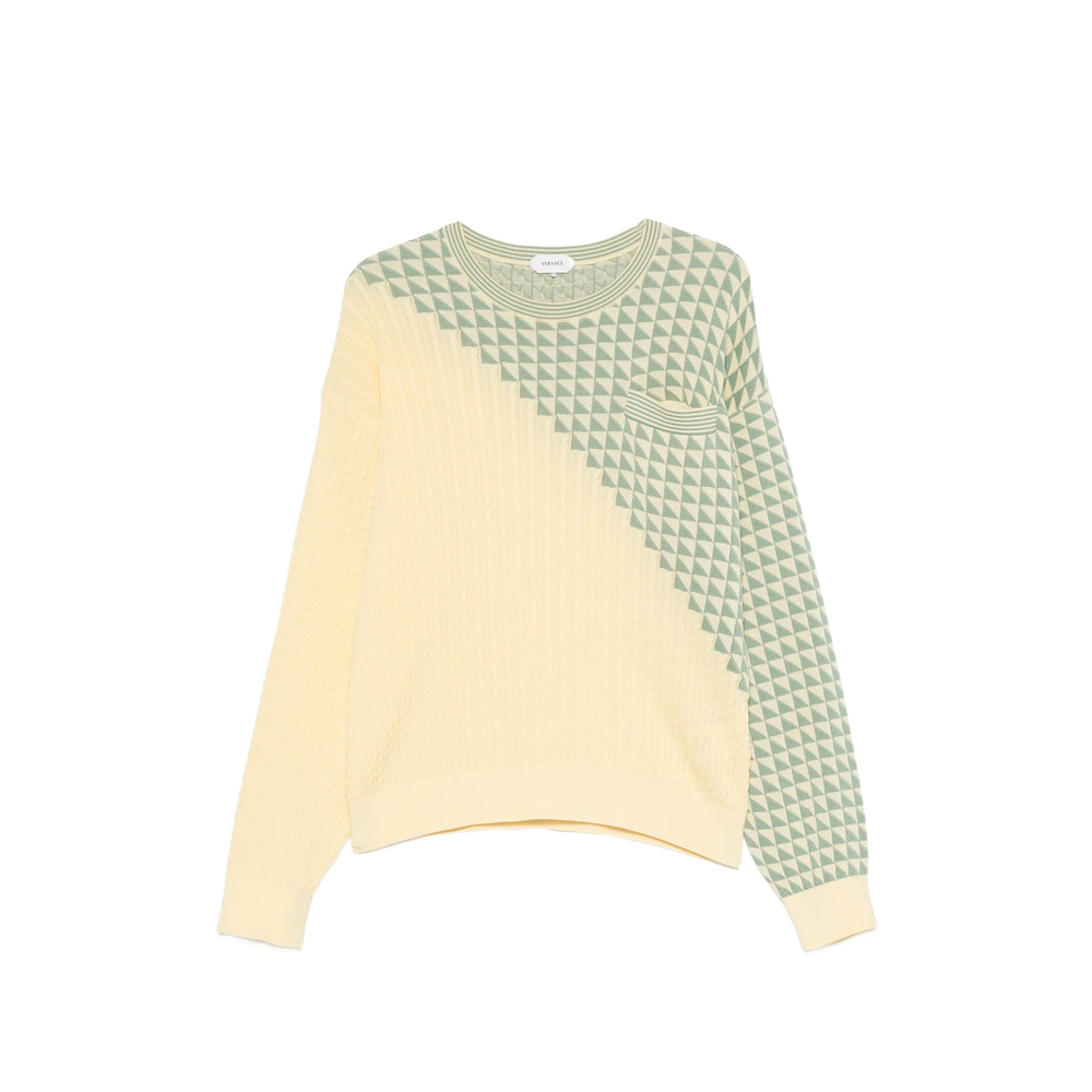 Versace Geometric-pattern Cable-knit Sweater