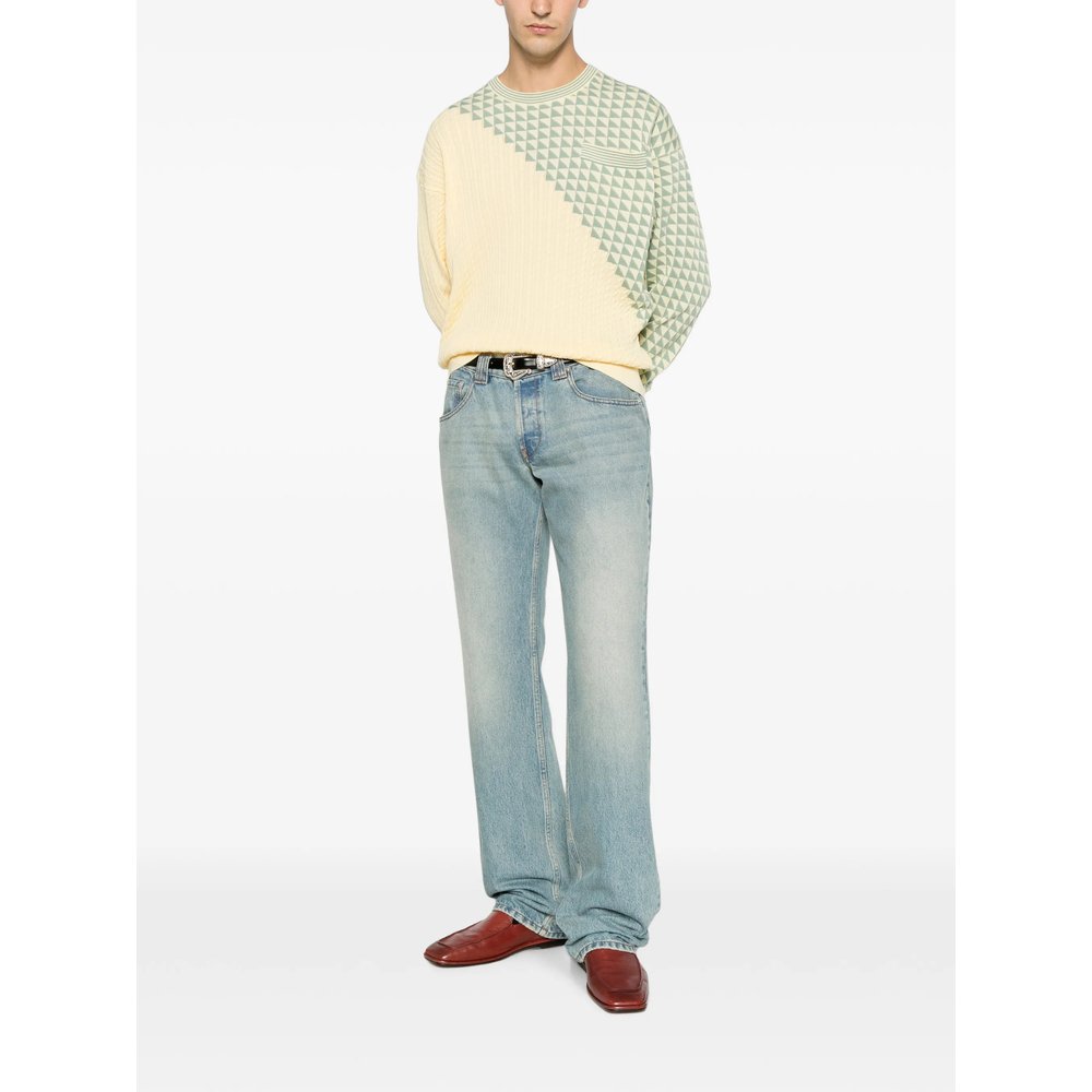 Geometric-Pattern Cable-Knit Sweater