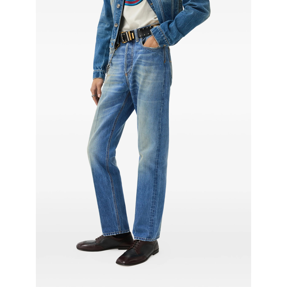 Distressed Straight Jeans