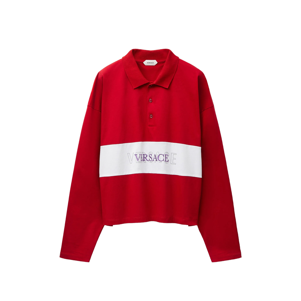 Versace Embroidered-logo Intarsia Cotton-jersey Polo