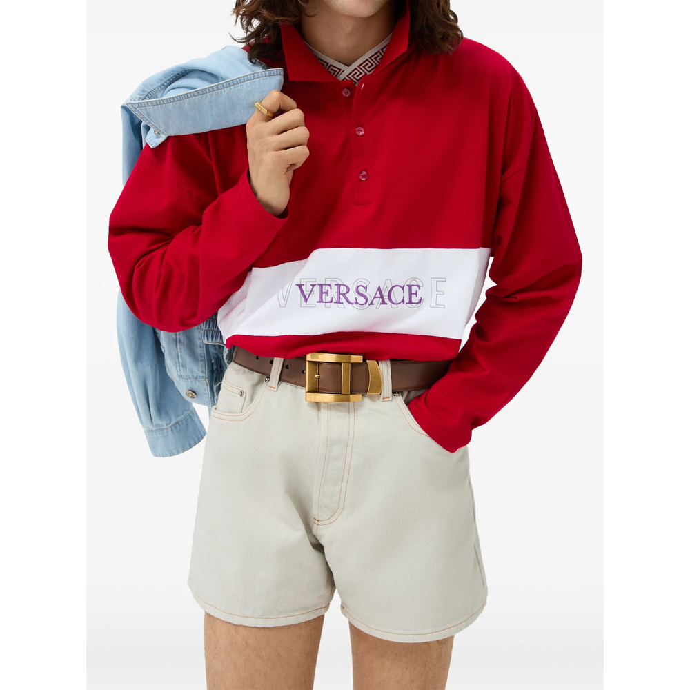 Embroidered-Logo Intarsia Cotton-Jersey Polo